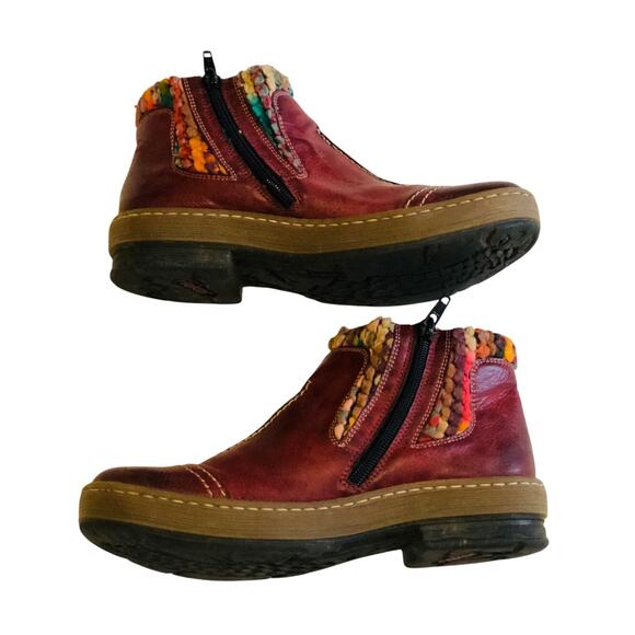 Vegan Leather Ankle Boots Size E36 US 5-5.5 Rieker Felicitas Wine Burgundy Boho - Picture 1 of 6